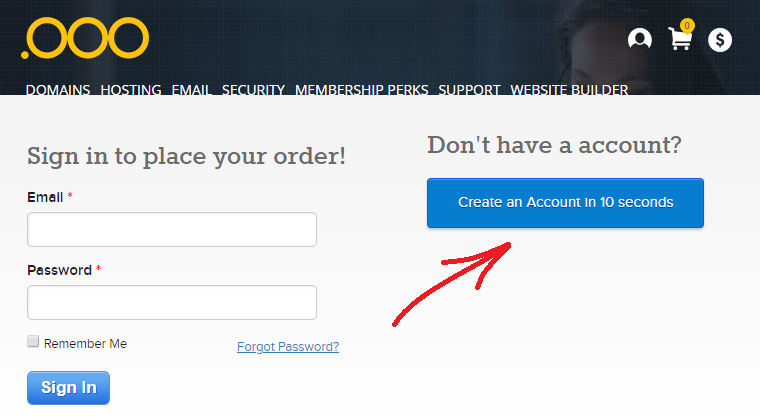 Registrar sign-up page