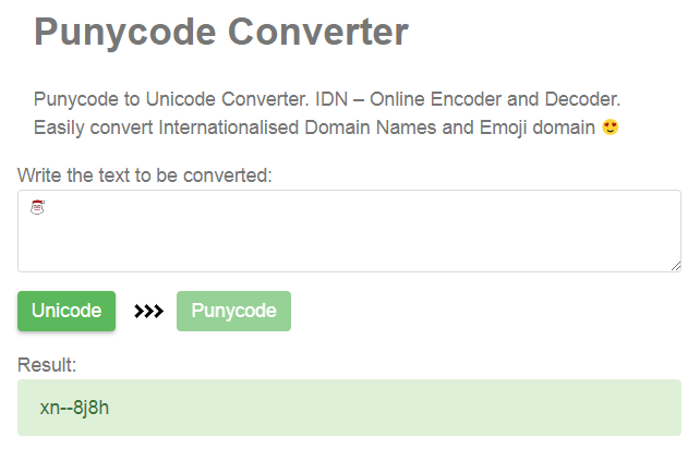 इमोजी को punycode में बदलना
